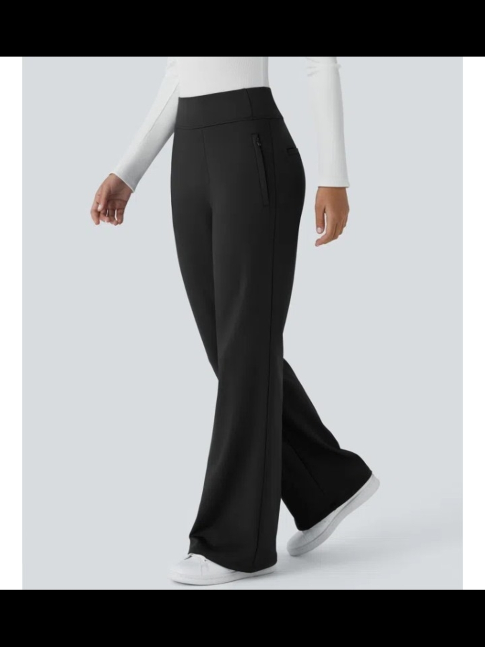 Halara Flex DayStrecth MidRise Women’s Black Wide-Flare Leg Pull-On Pants Tall